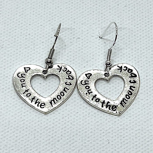 E2410 Silver "Love you to the moon and back" Heart