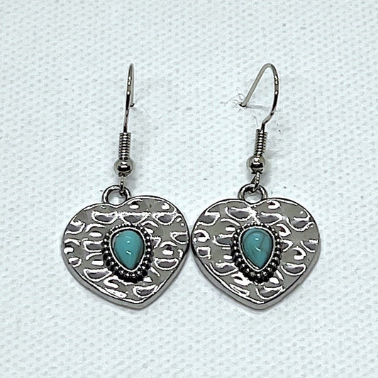 E2412 Silver & Turquoise Heart