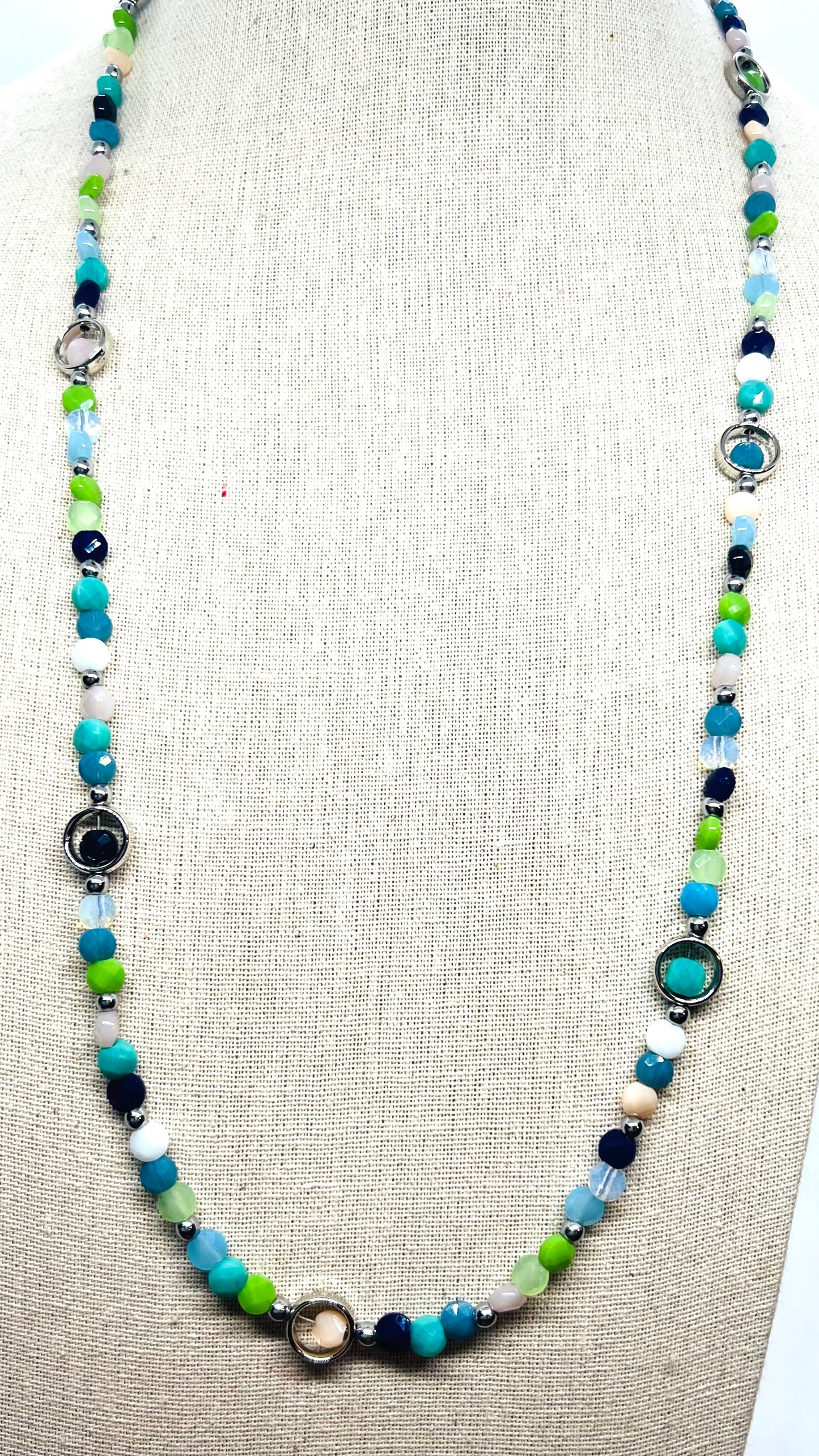 S1298 Long Opaque Faceted Glass