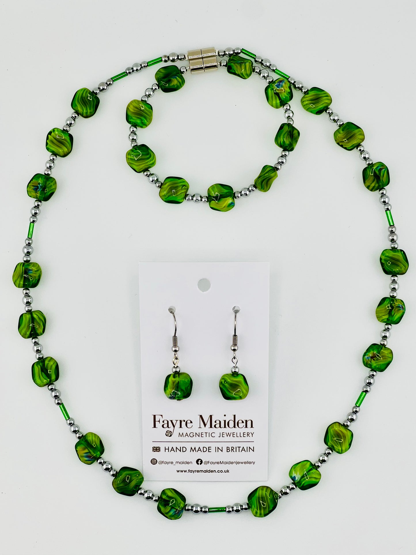 S1313 Green Square Wavy Millefiori