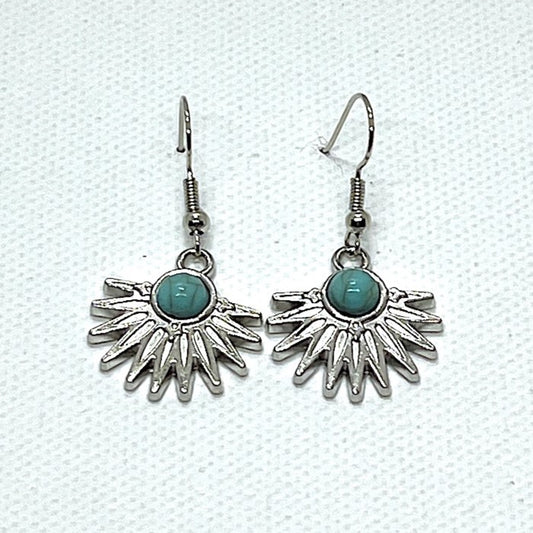 E2415 Silver & Turquoise Half Sunburst