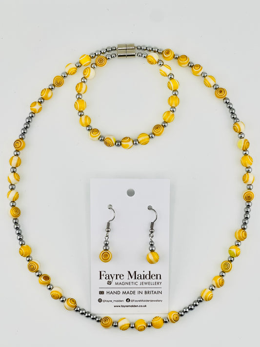 S1312 Yellow Millefiori Swirls